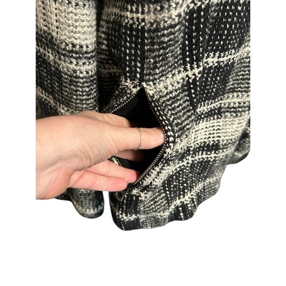 LUCKY BRAND Harper Sweater Jacket Tweed Black White Gray Plaid Moto Plus Sz 2X - Picture 2 of 9